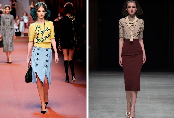 Da sinistra: Dolce e Gabbana S/S 2015; Fourniè S/S 2015.
