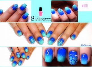 TUTORIAL Nail Art Sfumata dal blu all’azzurro Nail Art Tutorial Sfumata Blu Azzurro Accent Manicure Stellina