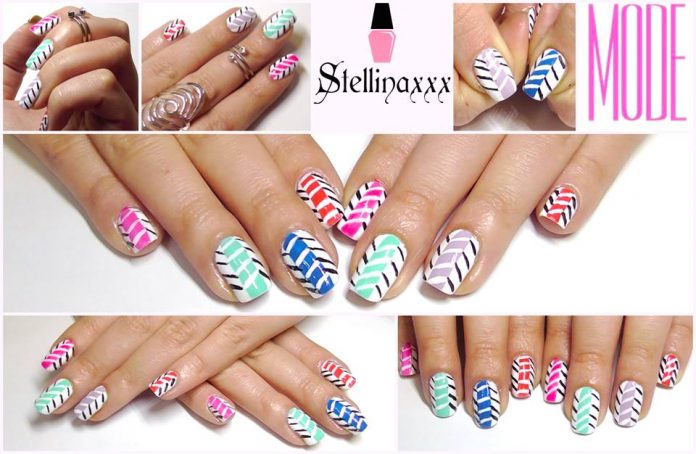 Nail Art Tutorial Zig Zag Multicolor