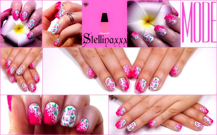 Smalti Nail Art Tutorial Pizzo e Rose Colori Primavera Stellina