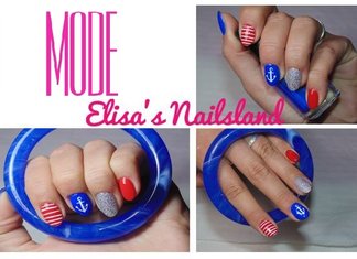 TUTORIAL Nail Art Nautica per vere sailor pin up! Tutorial Nail Art Nautica Elisa's Nailsland Elisa d'Ascenzi Video Youtube Unghie Trend Mare Ancora Colori
