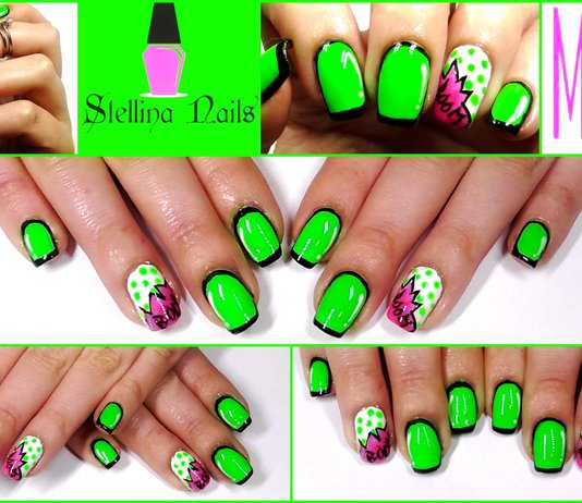 TUTORIAL Nail Art Cartoon ispirata ai fumetti Nail Art Cartoon Fumetto Comic Tutorial Stellina Nails Youtube