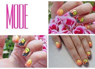 TUTORIAL Nail Art Farfalla ispirata alla natura Tutorial Nail Art Farfalla Monarca Smalti Fluo Glam Lac Elisa d'Ascenzi Youtube