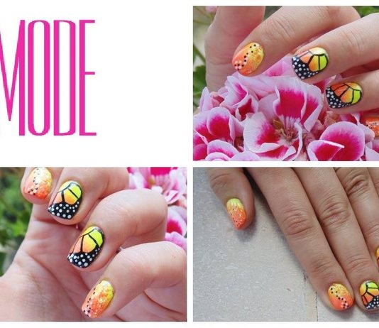 TUTORIAL Nail Art Farfalla ispirata alla natura Tutorial Nail Art Farfalla Monarca Smalti Fluo Glam Lac Elisa d'Ascenzi Youtube