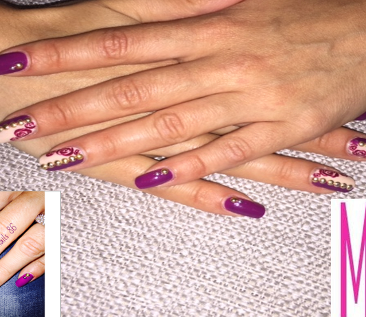 TUTORIAL Nail Art Stud ‘n Roses TUTORIAL Nail Art Studs 'n Roses Claudia Lani Youtuber Borchie Oro Pupa Manicure